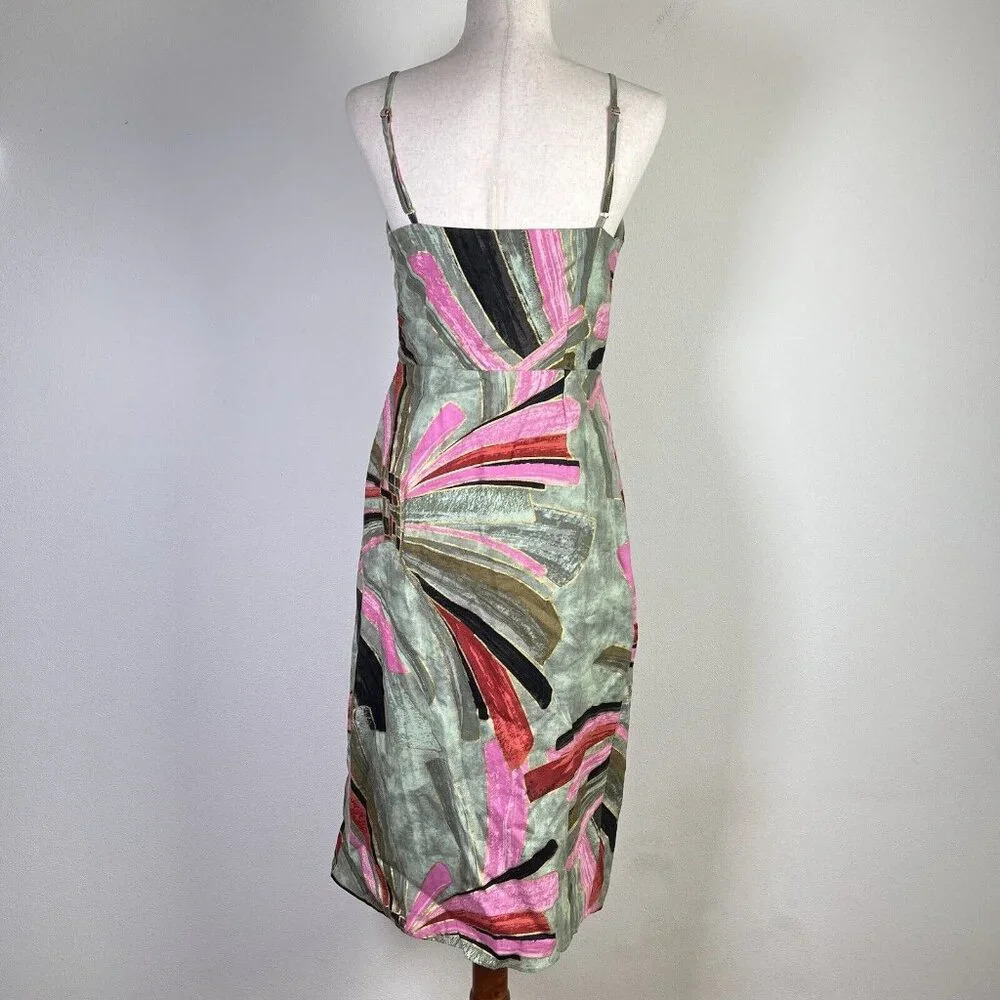 Jason Wu NWT Mini Sheath Dress Linen Blend Green Pink Tropical MSRP $425‎ - Picture 3 of 11